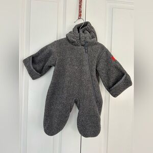 Widgeon baby newborn gray fleece bunting snowsuit with hood